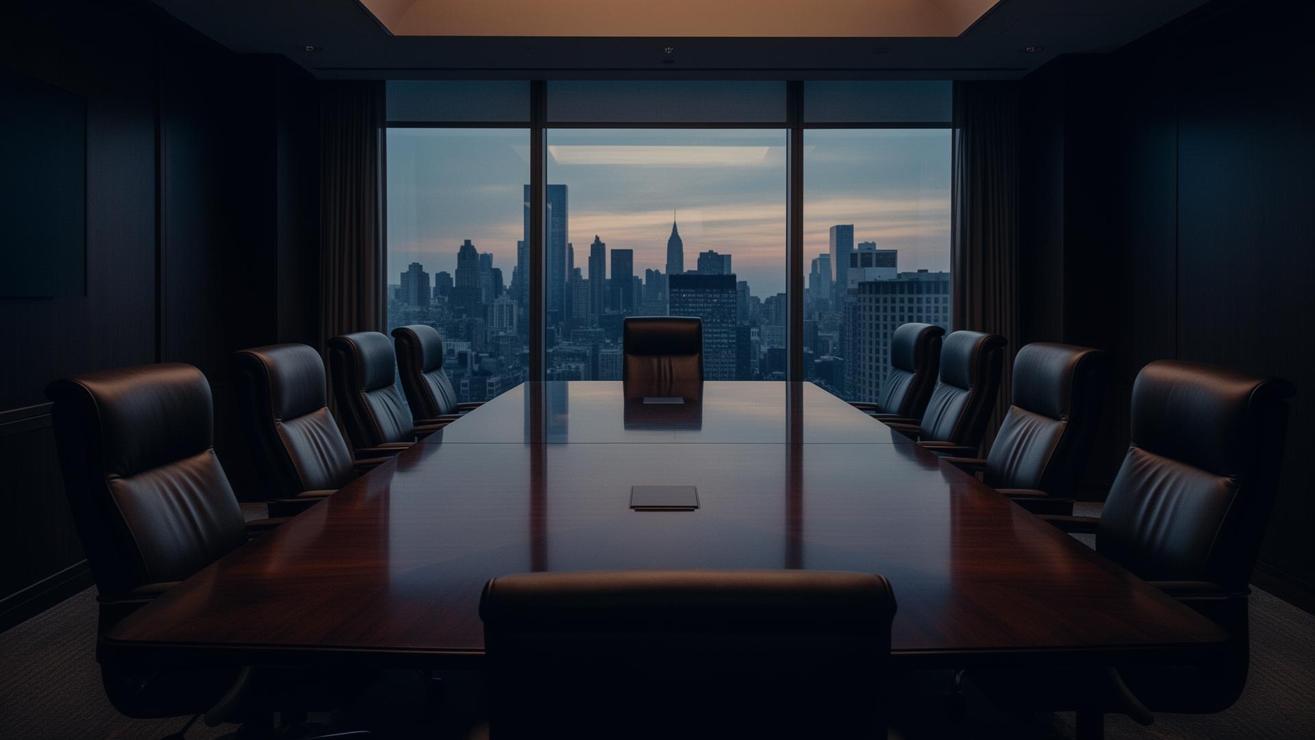 Boardroom interior at dusk